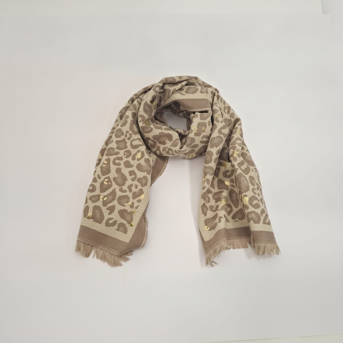 Foulard leopardato laminato peso medio - Beige
