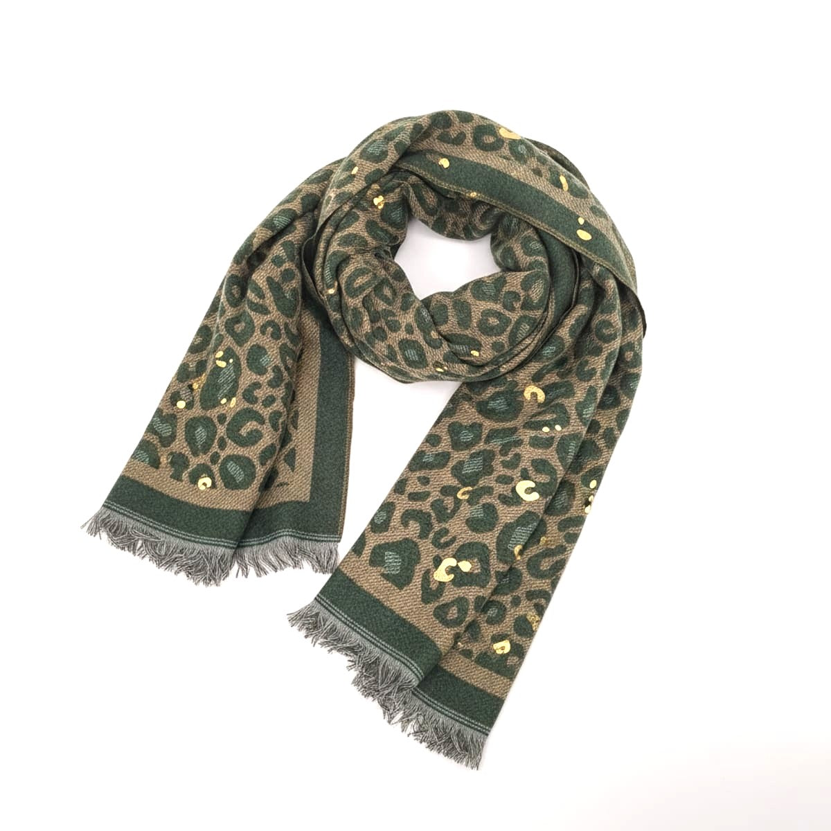 Foulard leopardato laminato peso medio - Verde
