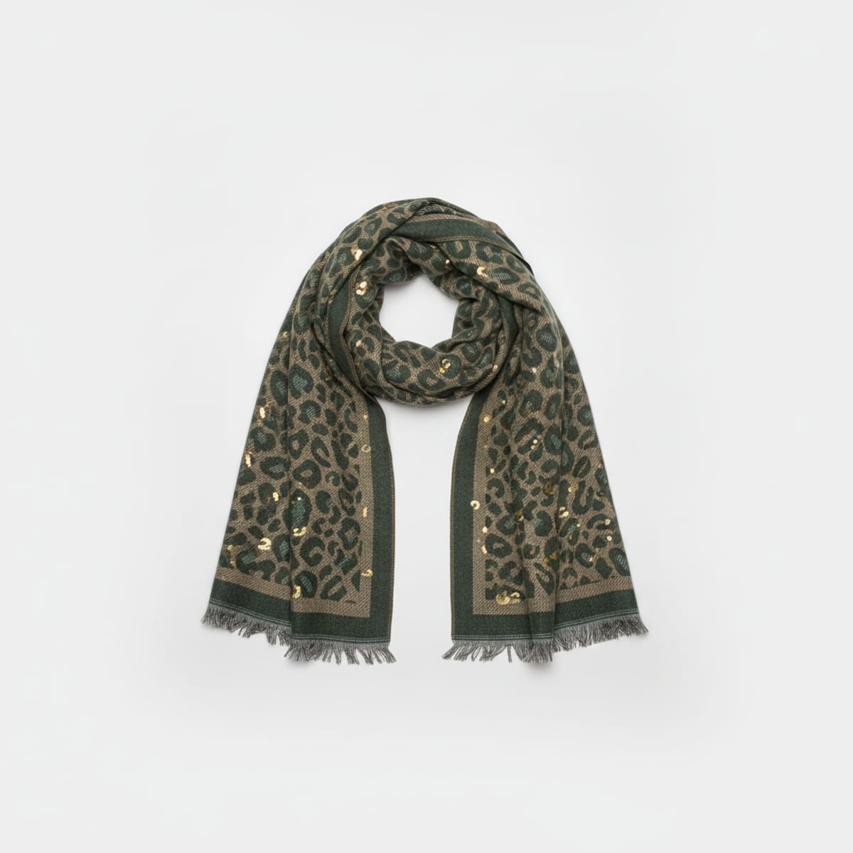 Foulard leopardato laminato peso medio - Verde