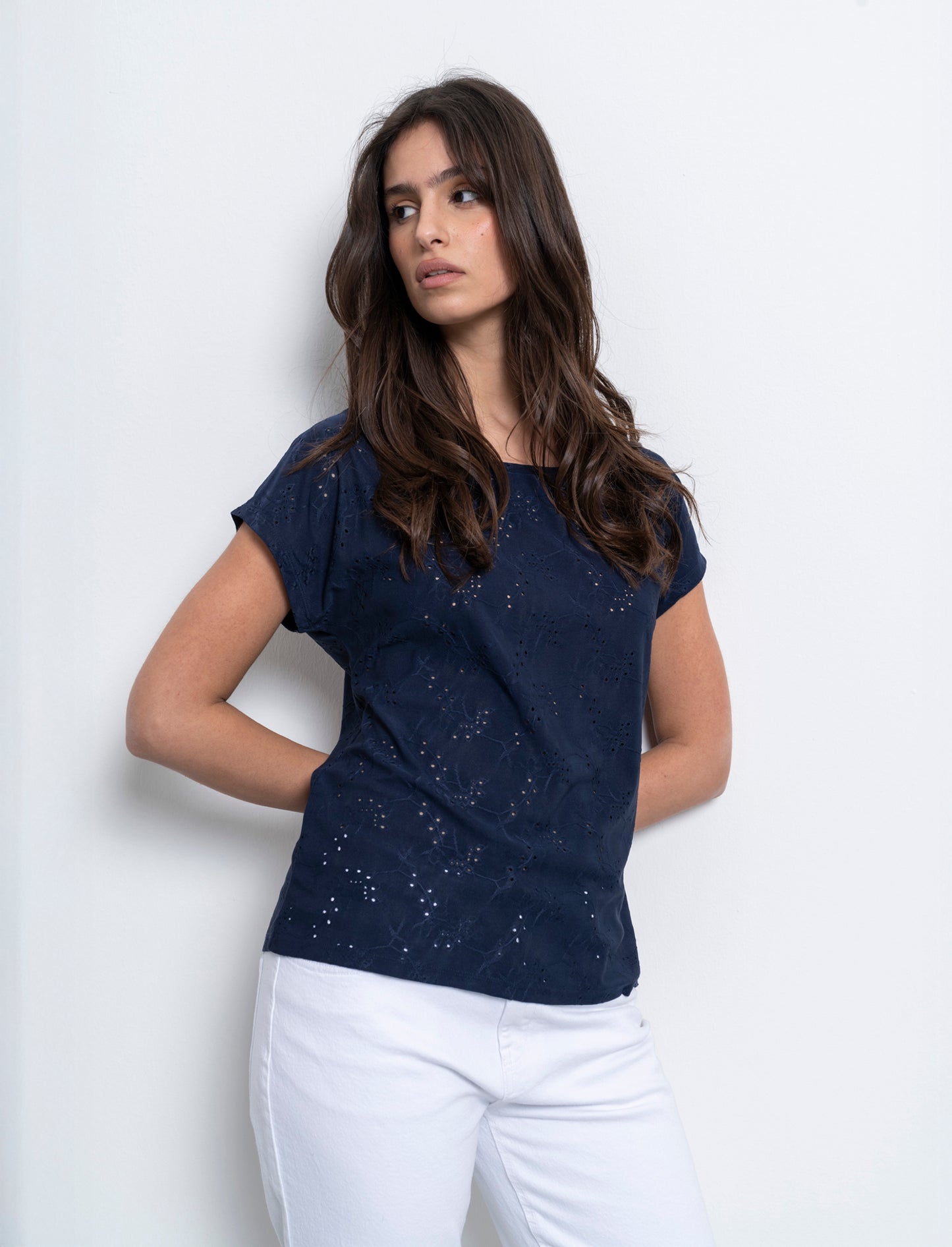 T-shirt in pizzo da donna - Blu