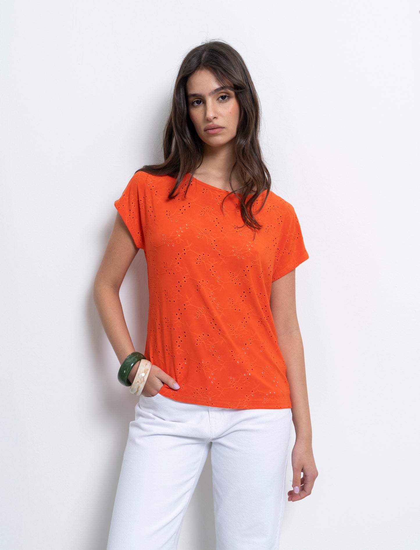 T-shirt in pizzo da donna - Arancio