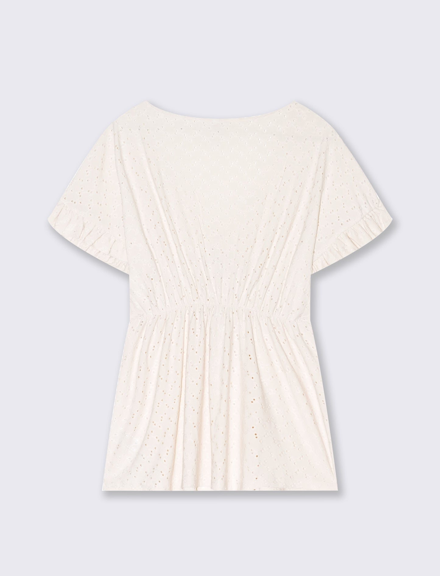 T-shirt in pizzo con elastico in vita da donna - Avorio
