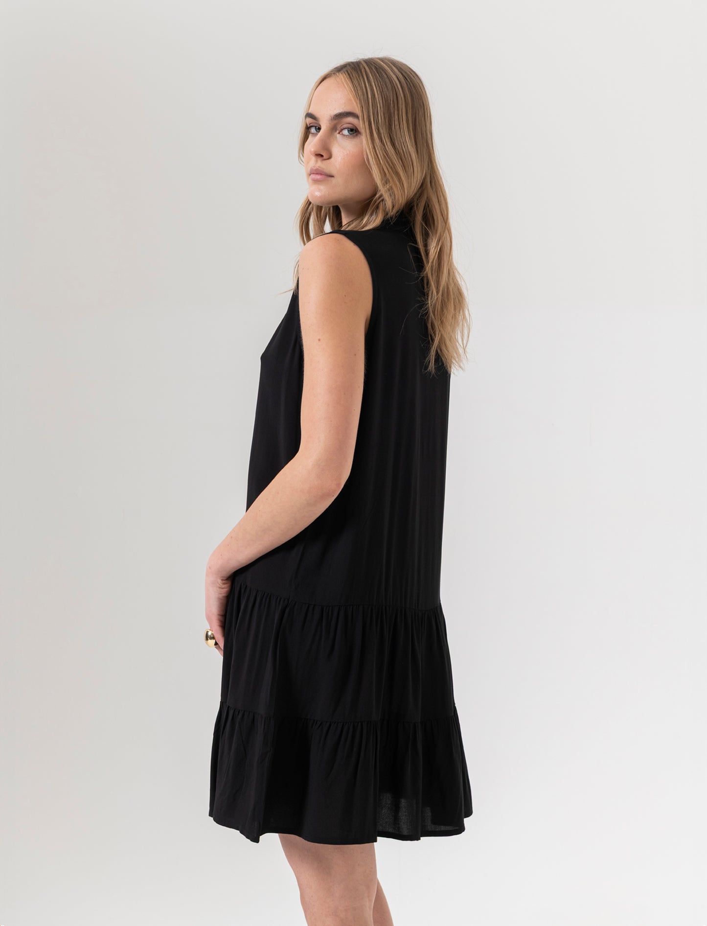 Woman's short chemisier dress - Black