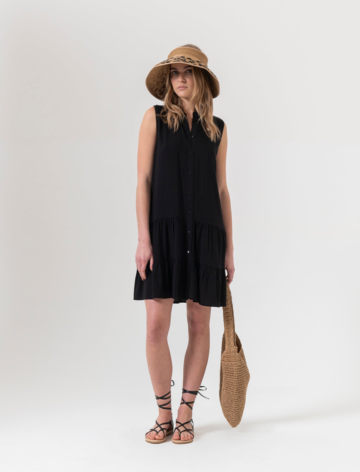 Woman's short chemisier dress - Black