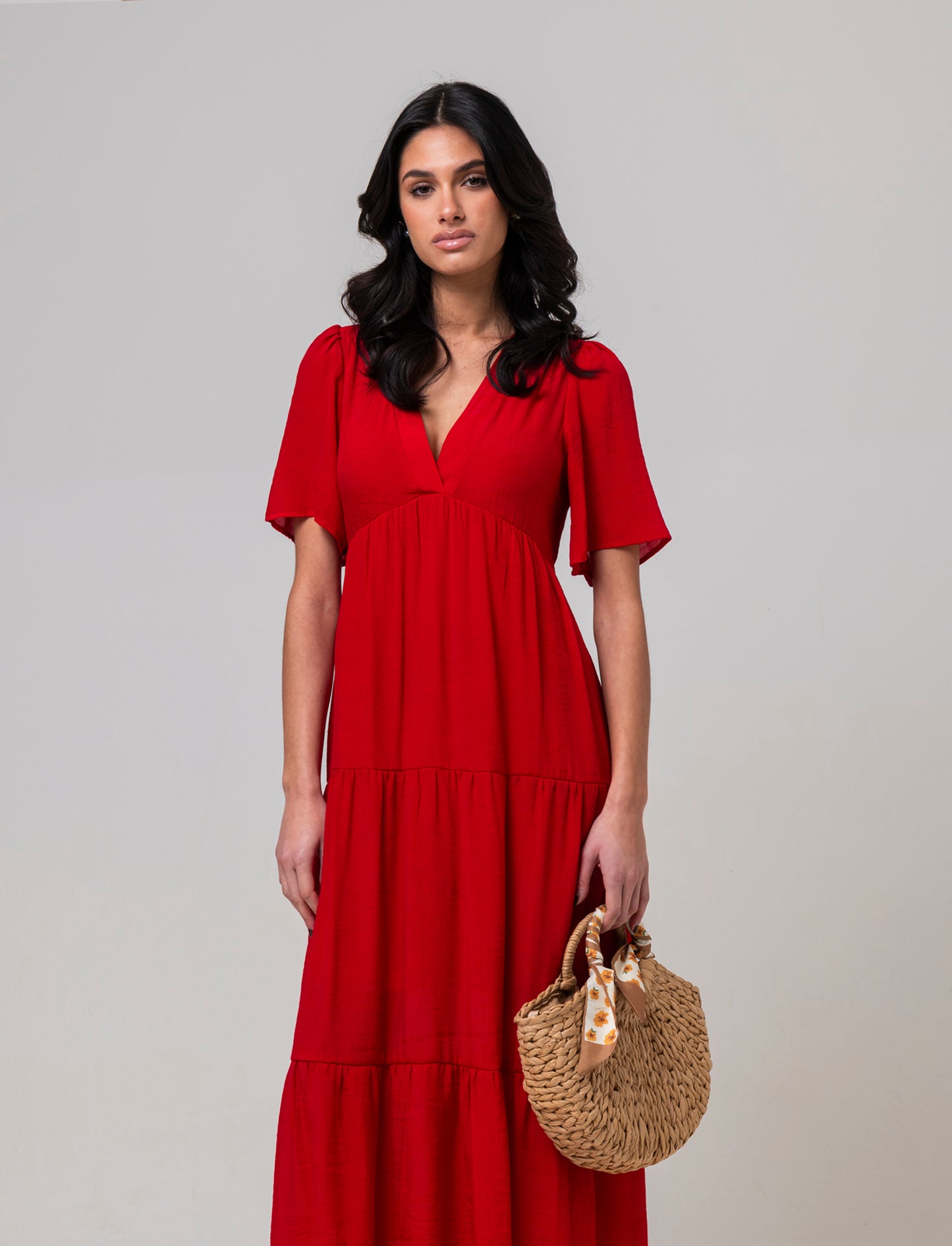 Vestito lungo da donna - Rosso scarlatto