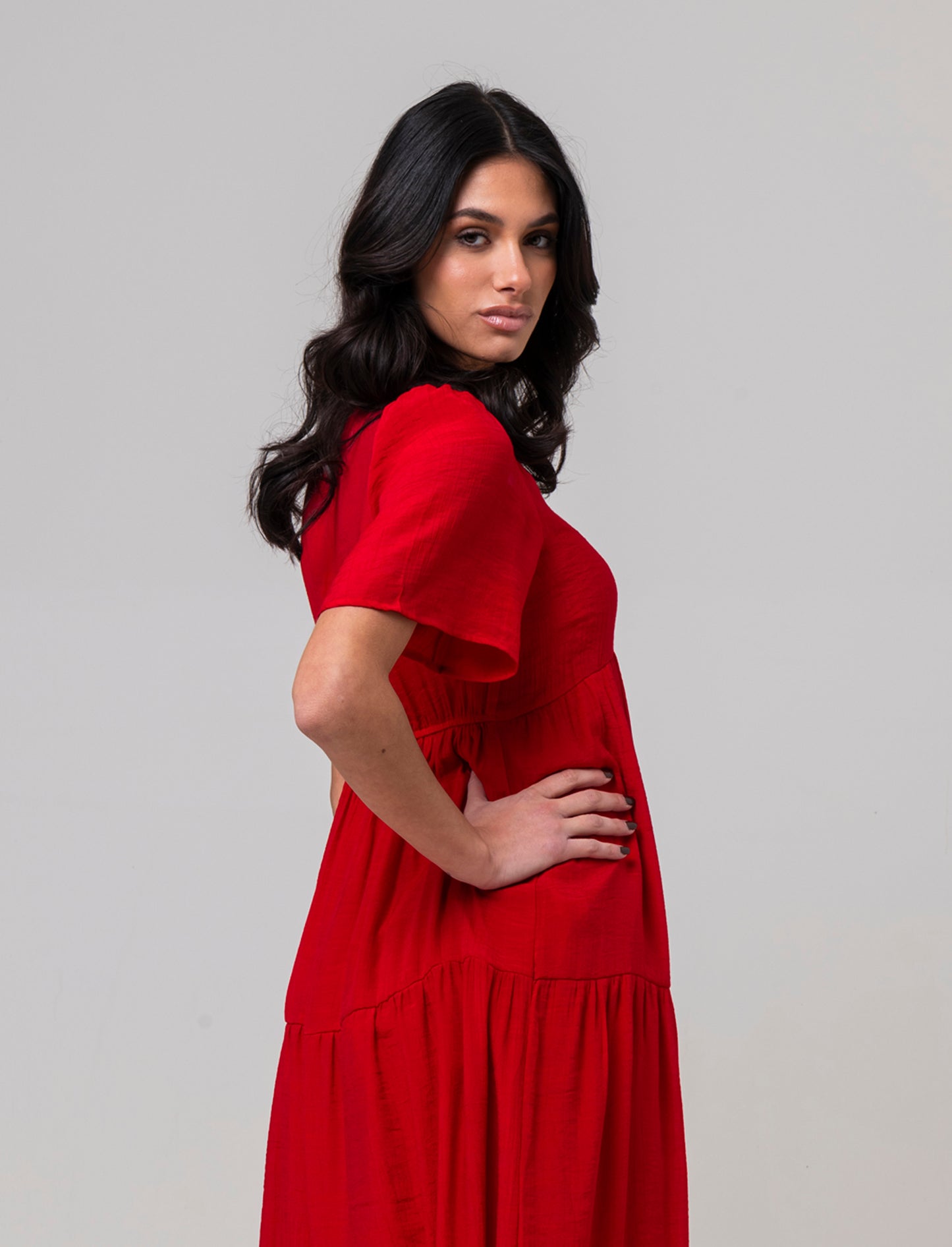 Vestito lungo da donna - Rosso scarlatto