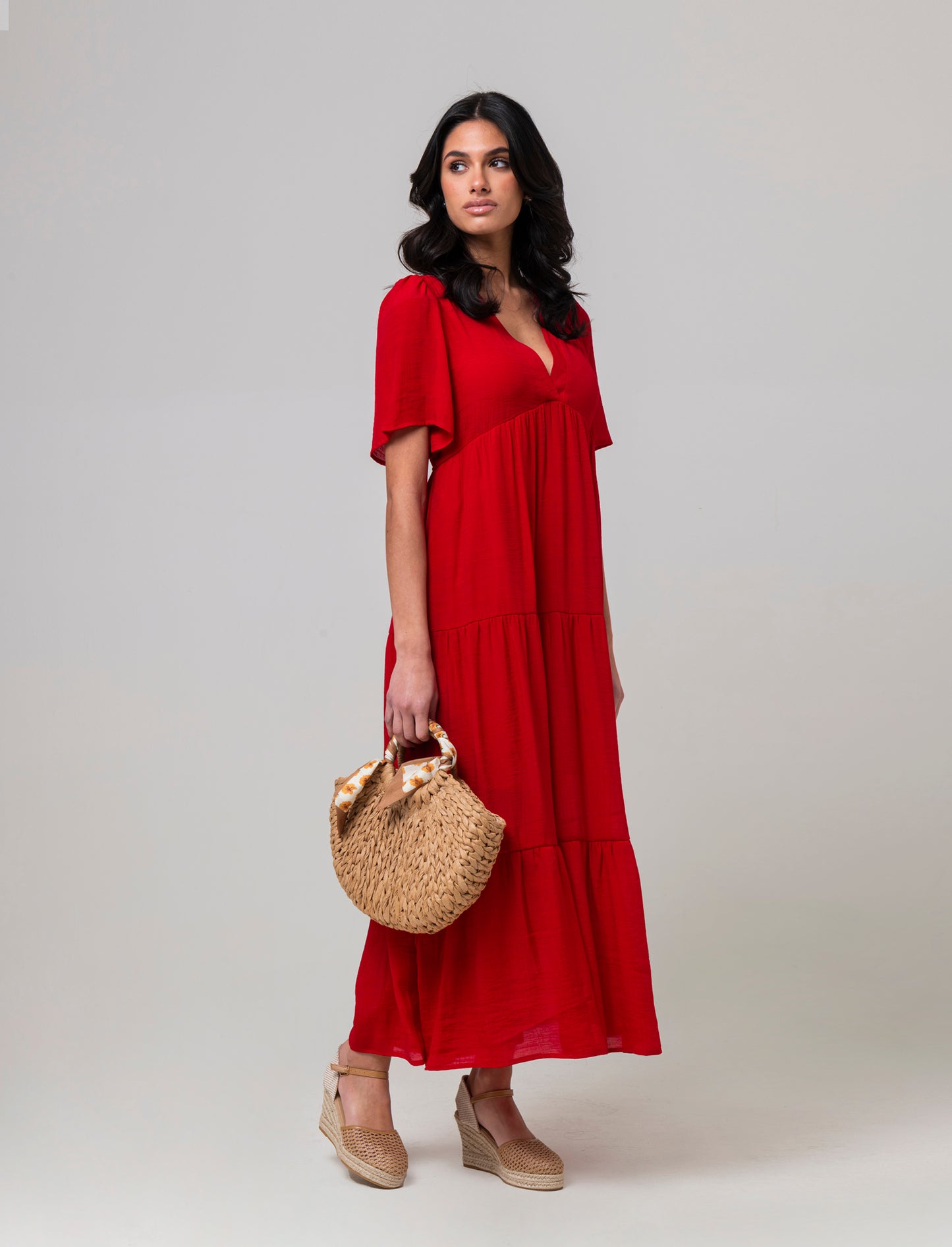 Vestito lungo da donna - Rosso scarlatto