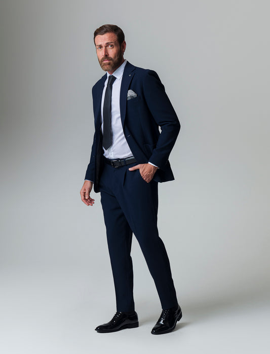 Pantaloni struttura micro waffel da completo da uomo - Blu