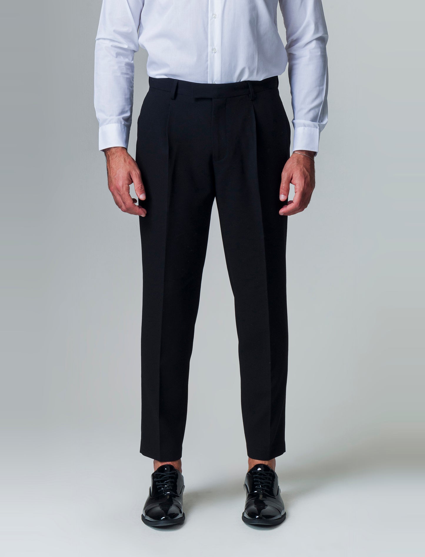 Man's micro waffle structured trousers - Black