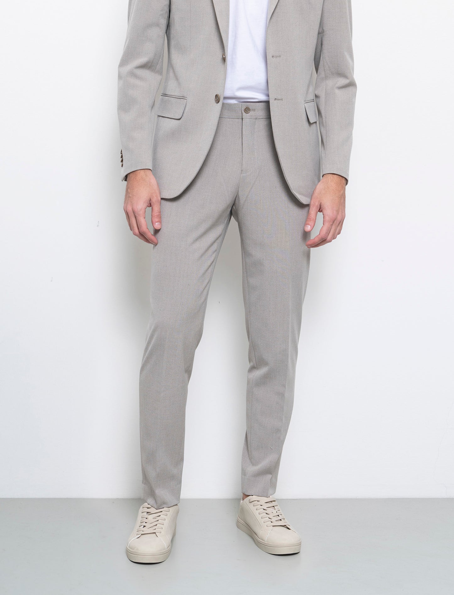 Pantaloni da completo effetto fil a fil da uomo - Grigio tortora