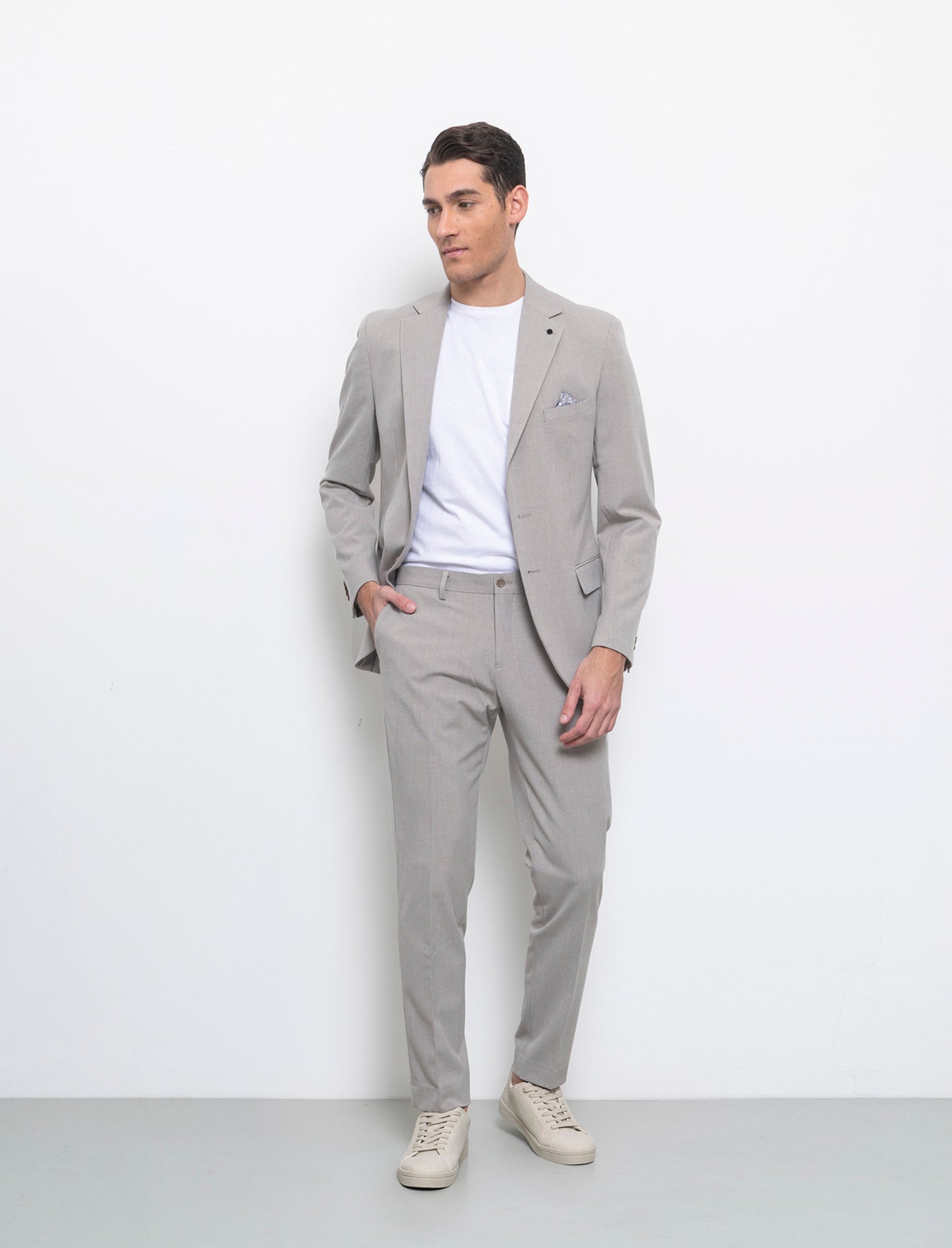 Pantaloni da completo effetto fil a fil da uomo - Grigio tortora