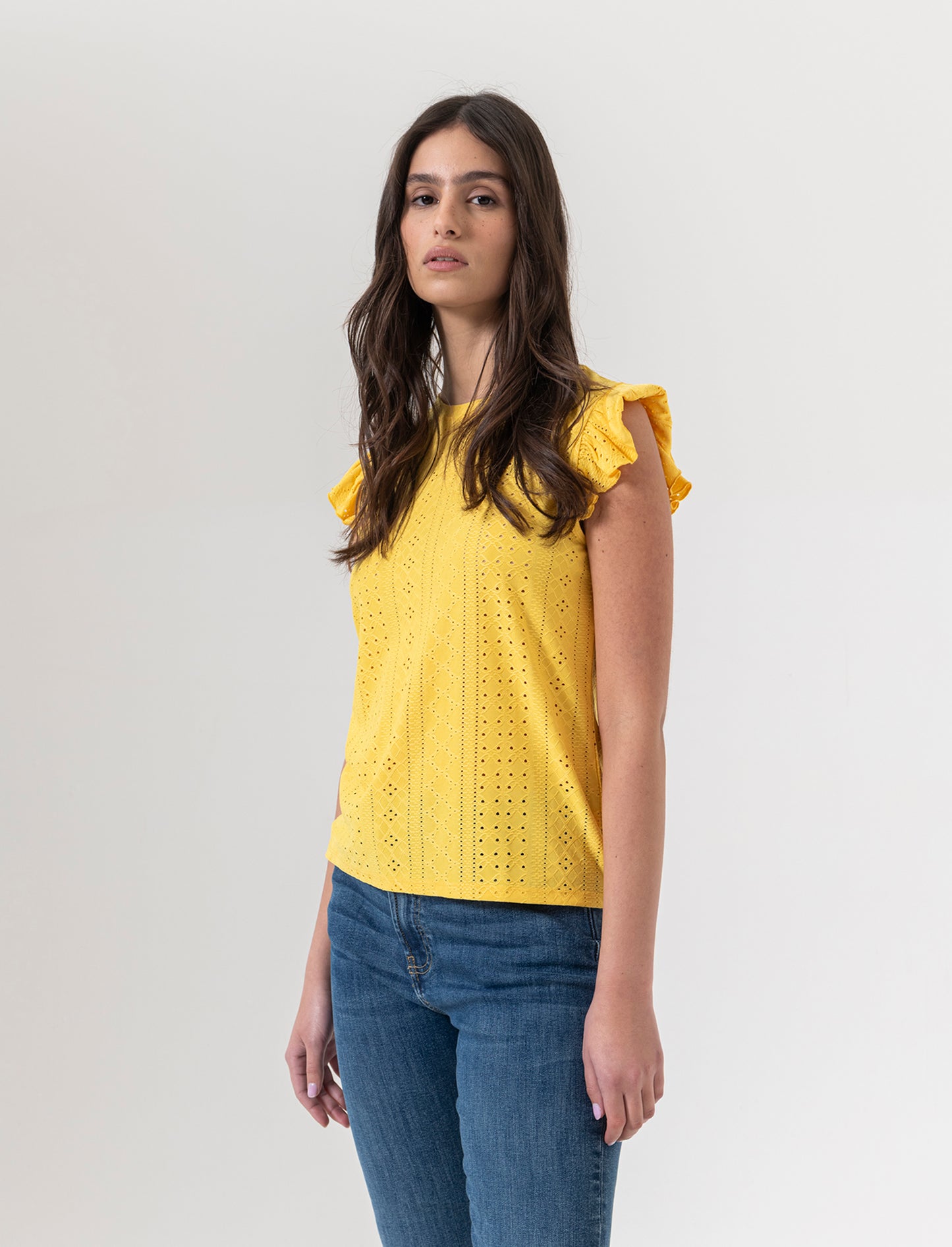 Top in pizzo da donna - Giallo limone