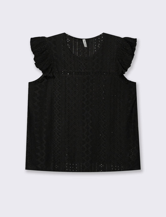 Top in pizzo da donna - Nero