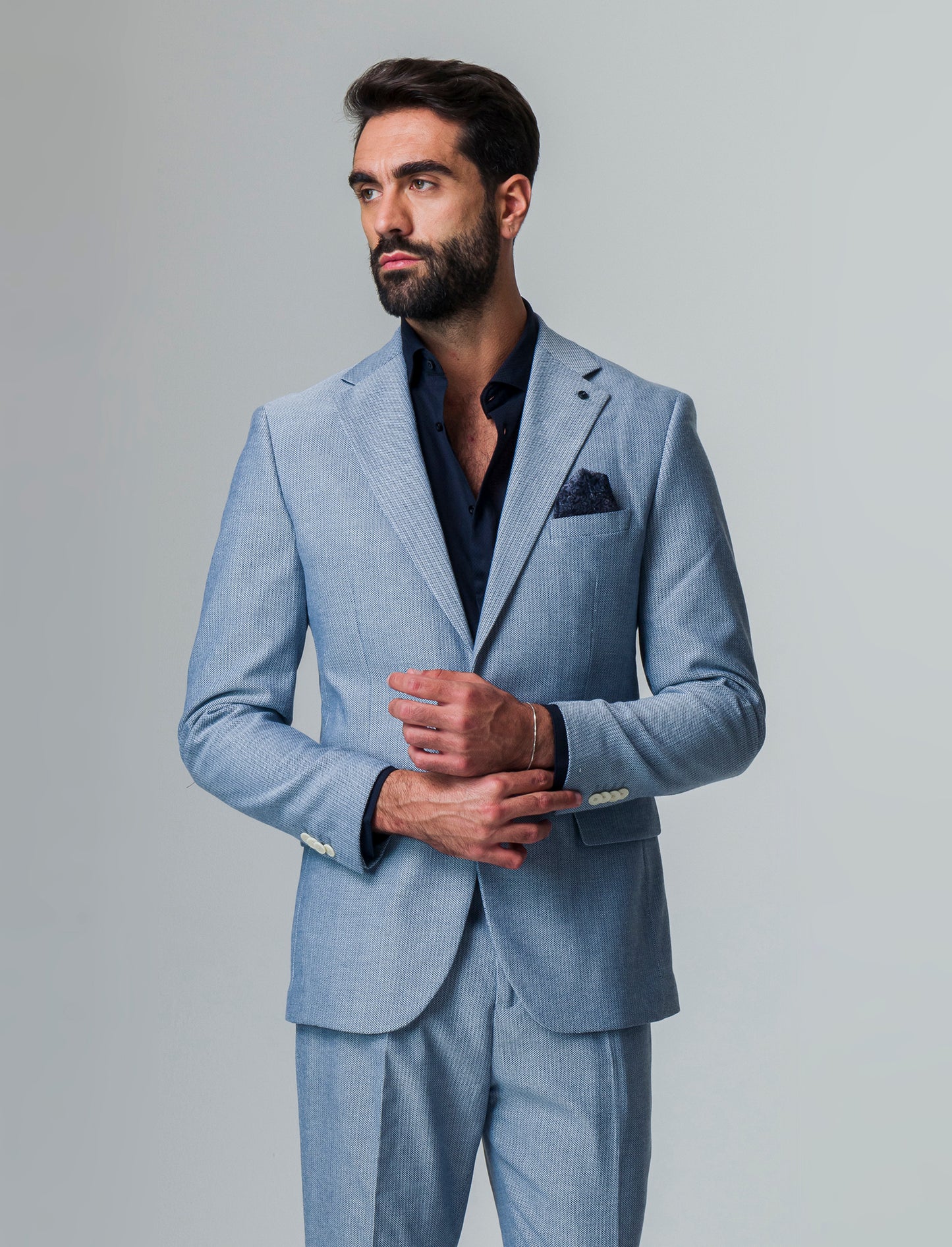 Man's structured fabric suit blazer - Blue