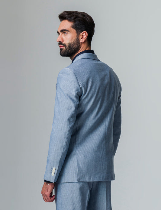 Man's structured fabric suit blazer - Blue
