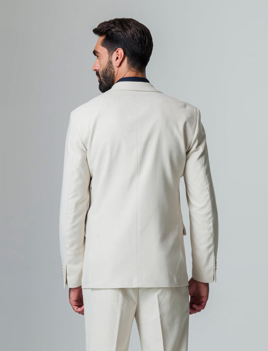 Man's structured fabric suit blazer - Beige