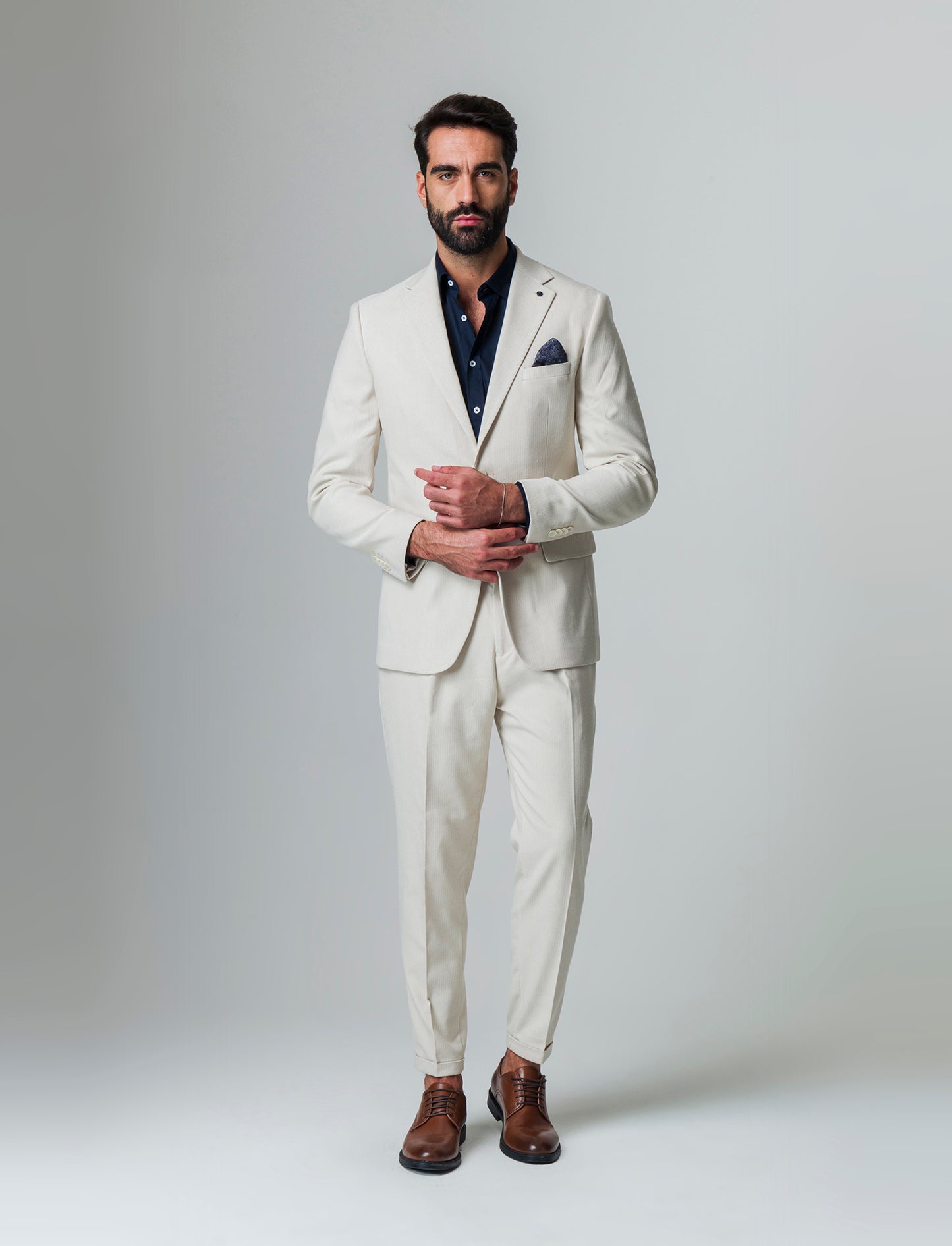 Man's structured fabric suit blazer - Beige