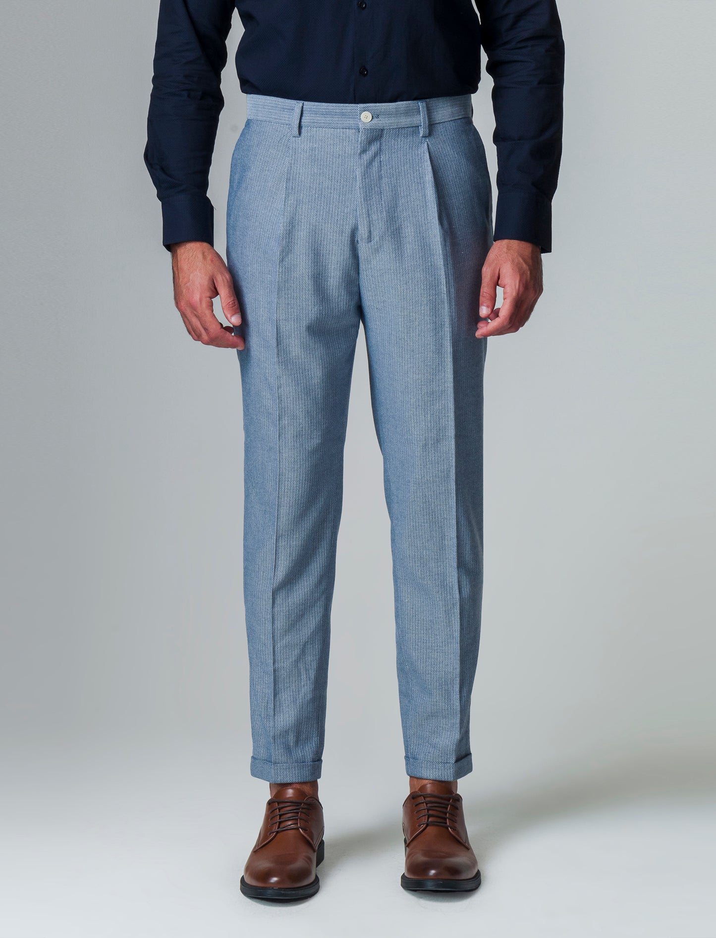 Pantaloni da completo tessuto strutturato da uomo - Bluette