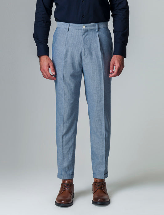 Pantaloni da completo tessuto strutturato da uomo - Bluette