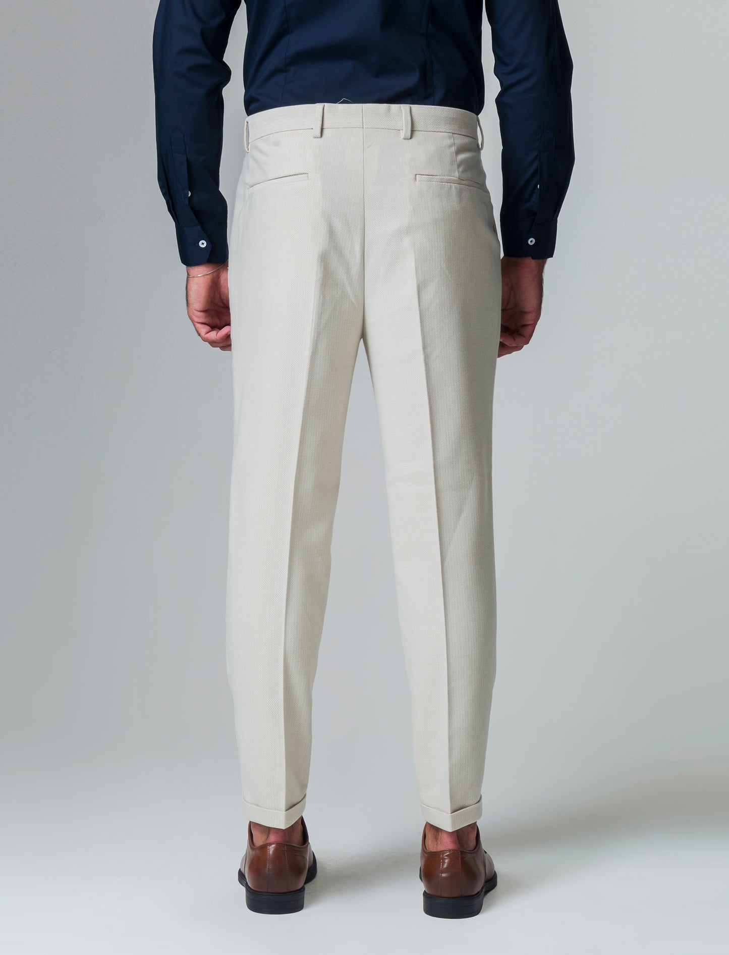 Pantaloni da completo tessuto strutturato da uomo - Beige