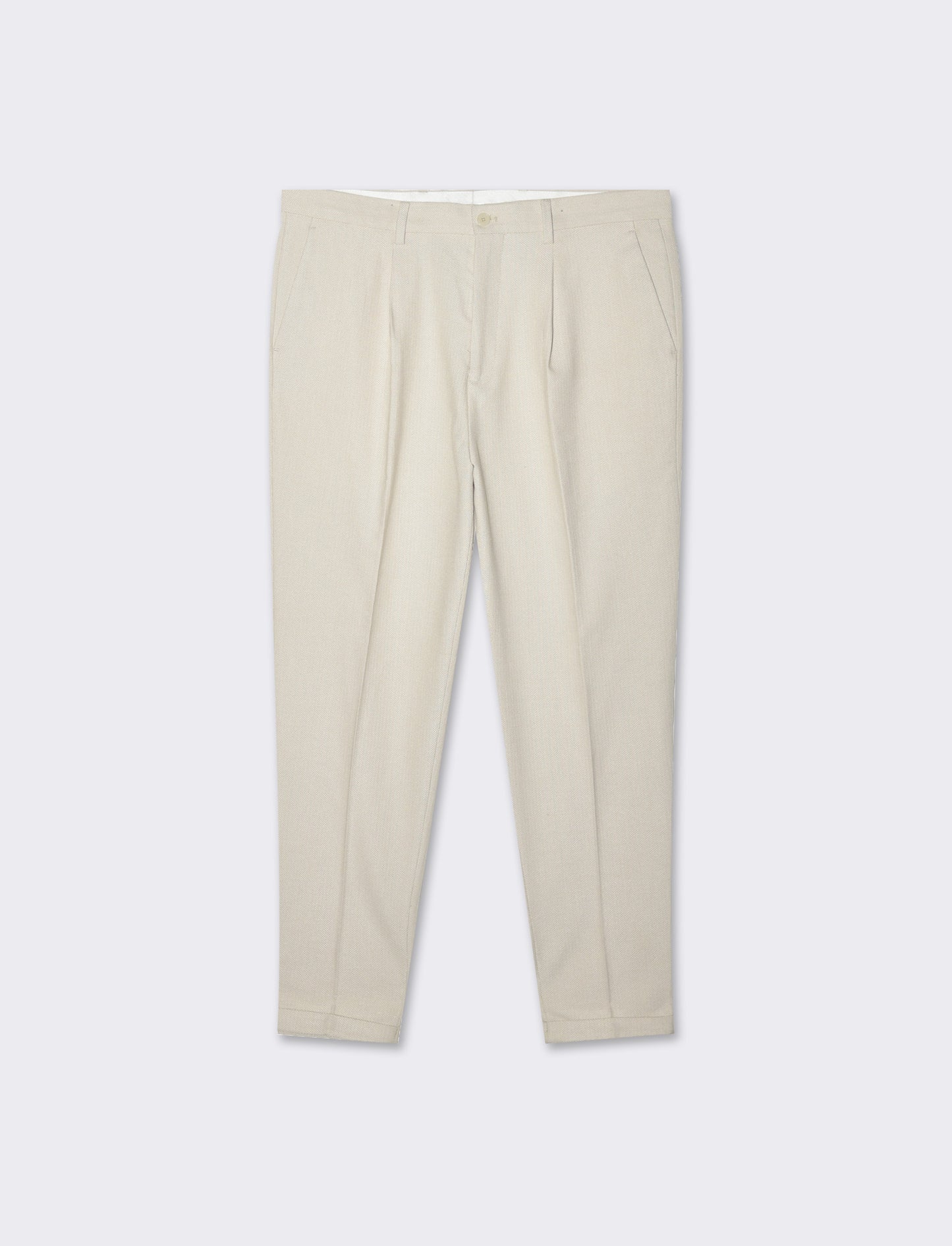 Pantaloni da completo tessuto strutturato da uomo - Beige