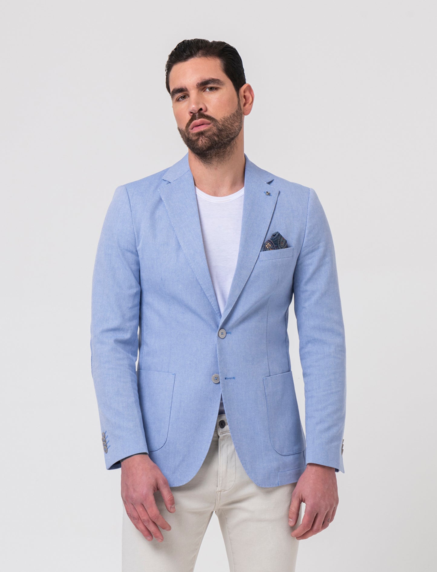 Blazer struttura occhio di pernice da uomo - Celeste