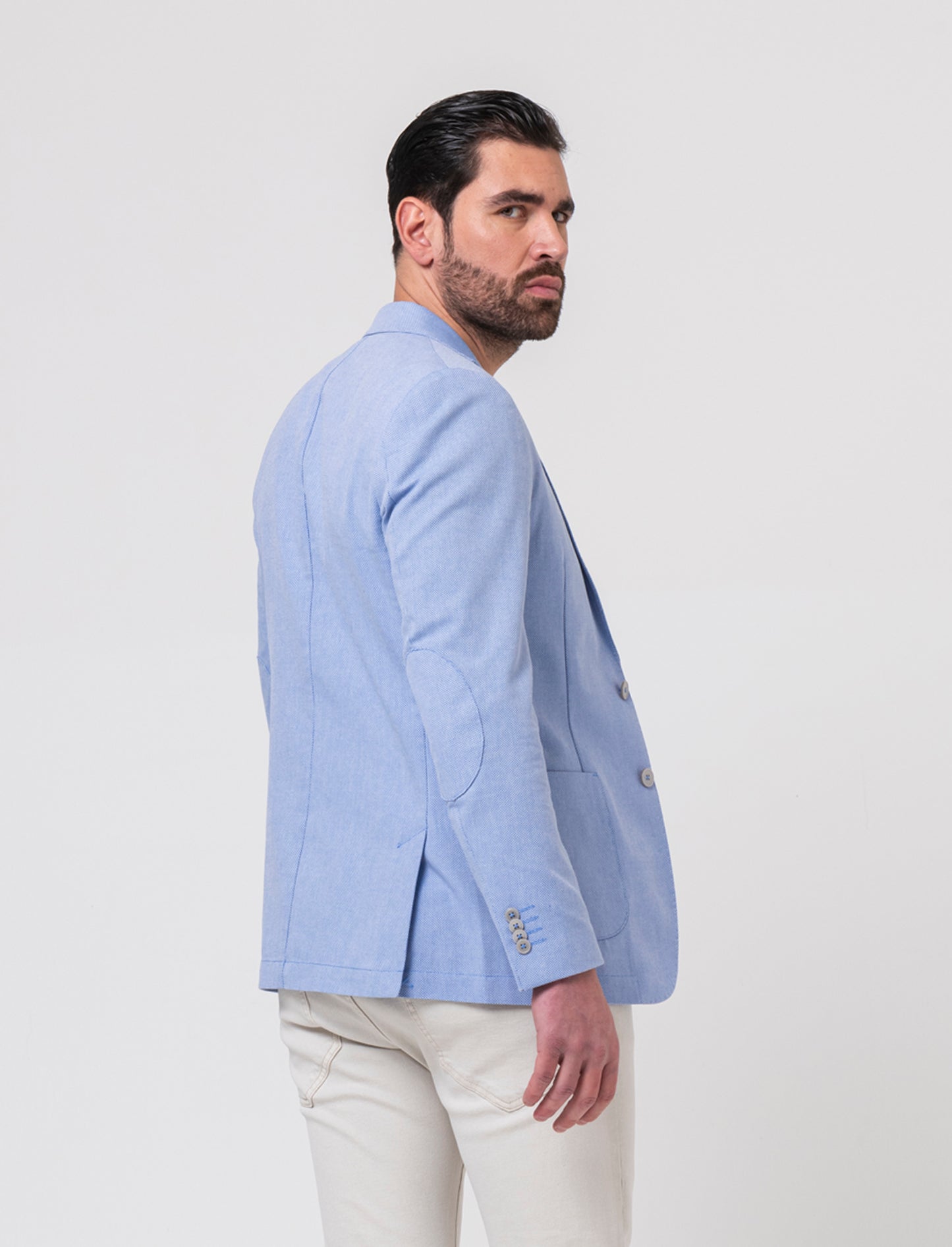 Blazer struttura occhio di pernice da uomo - Celeste