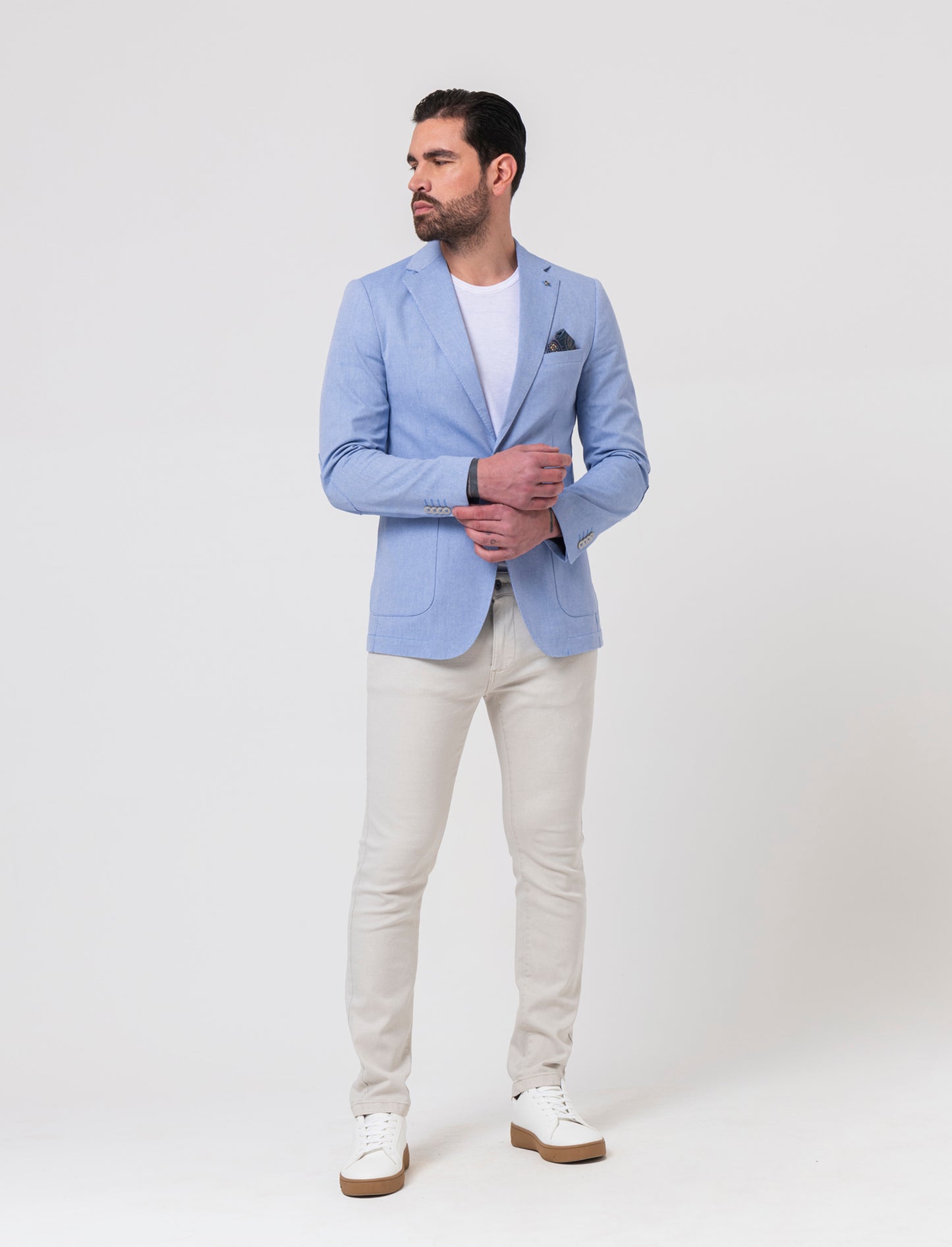 Blazer struttura occhio di pernice da uomo - Celeste
