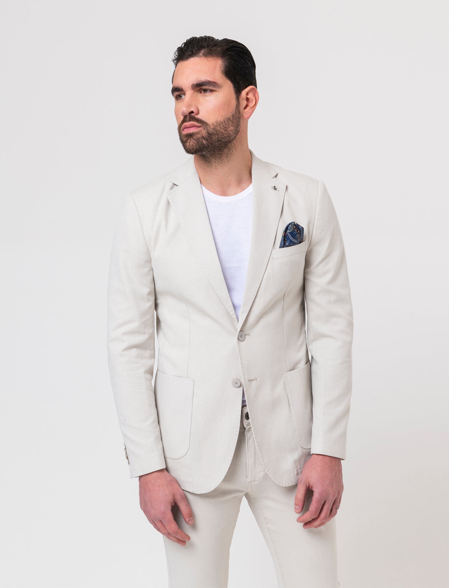 Blazer struttura occhio di pernice da uomo - Beige