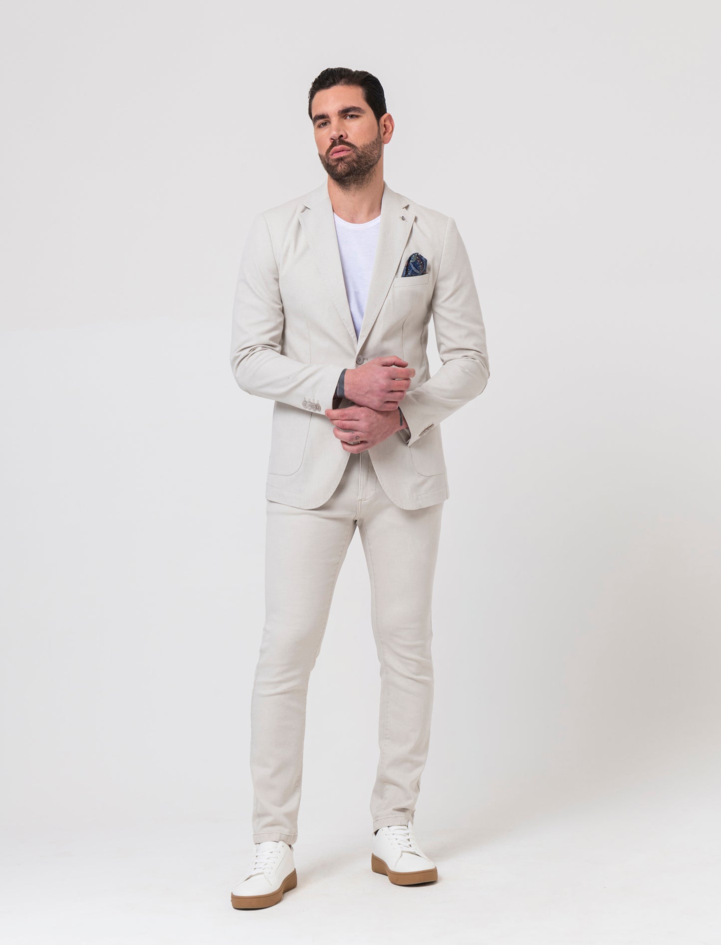 Blazer struttura occhio di pernice da uomo - Beige