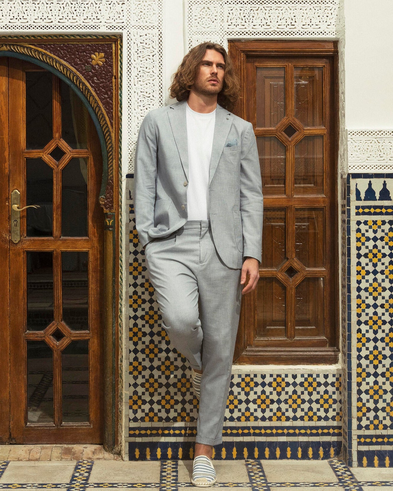 Man's linen effect suit blazer - Grey