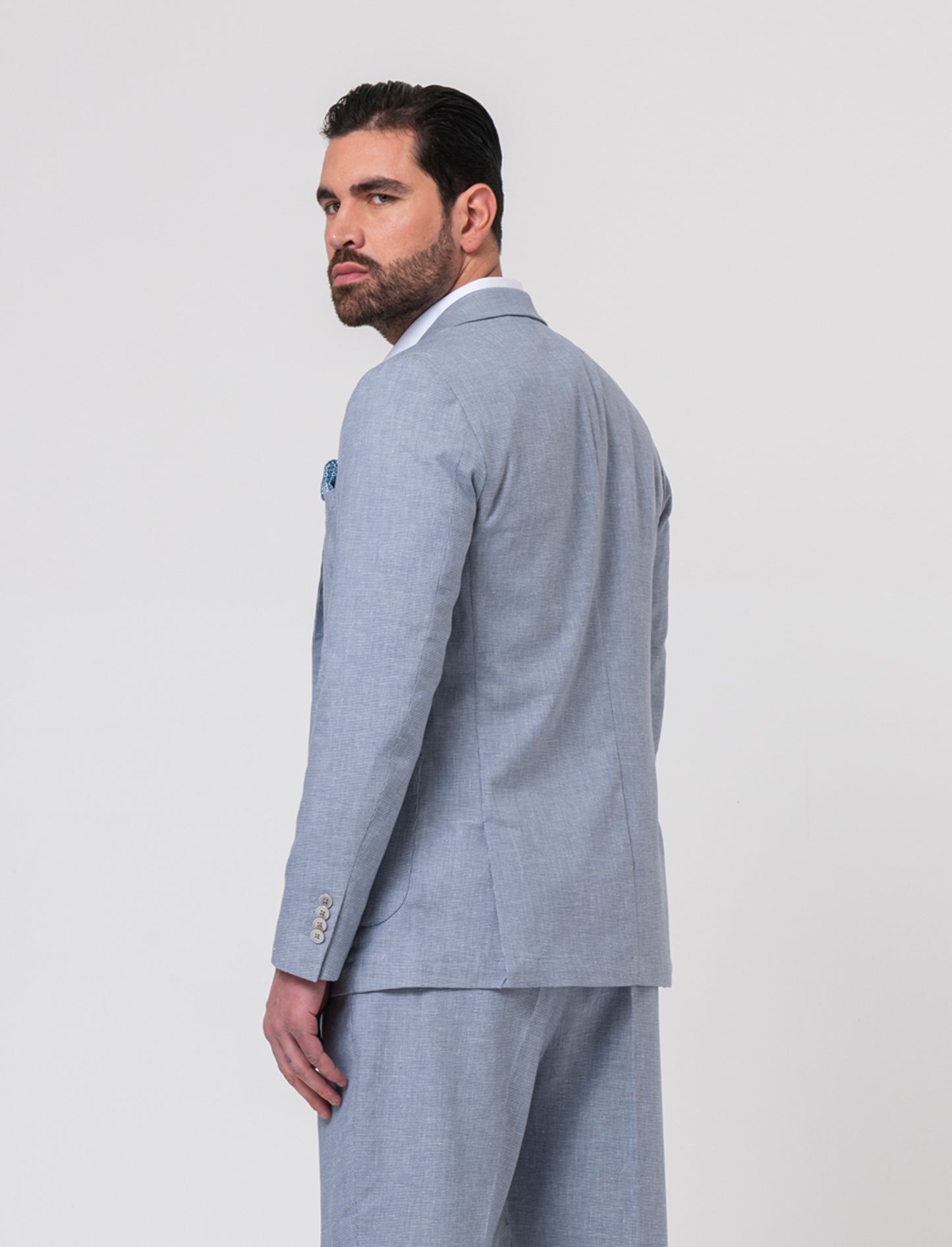 Man's linen effect suit blazer - Grey