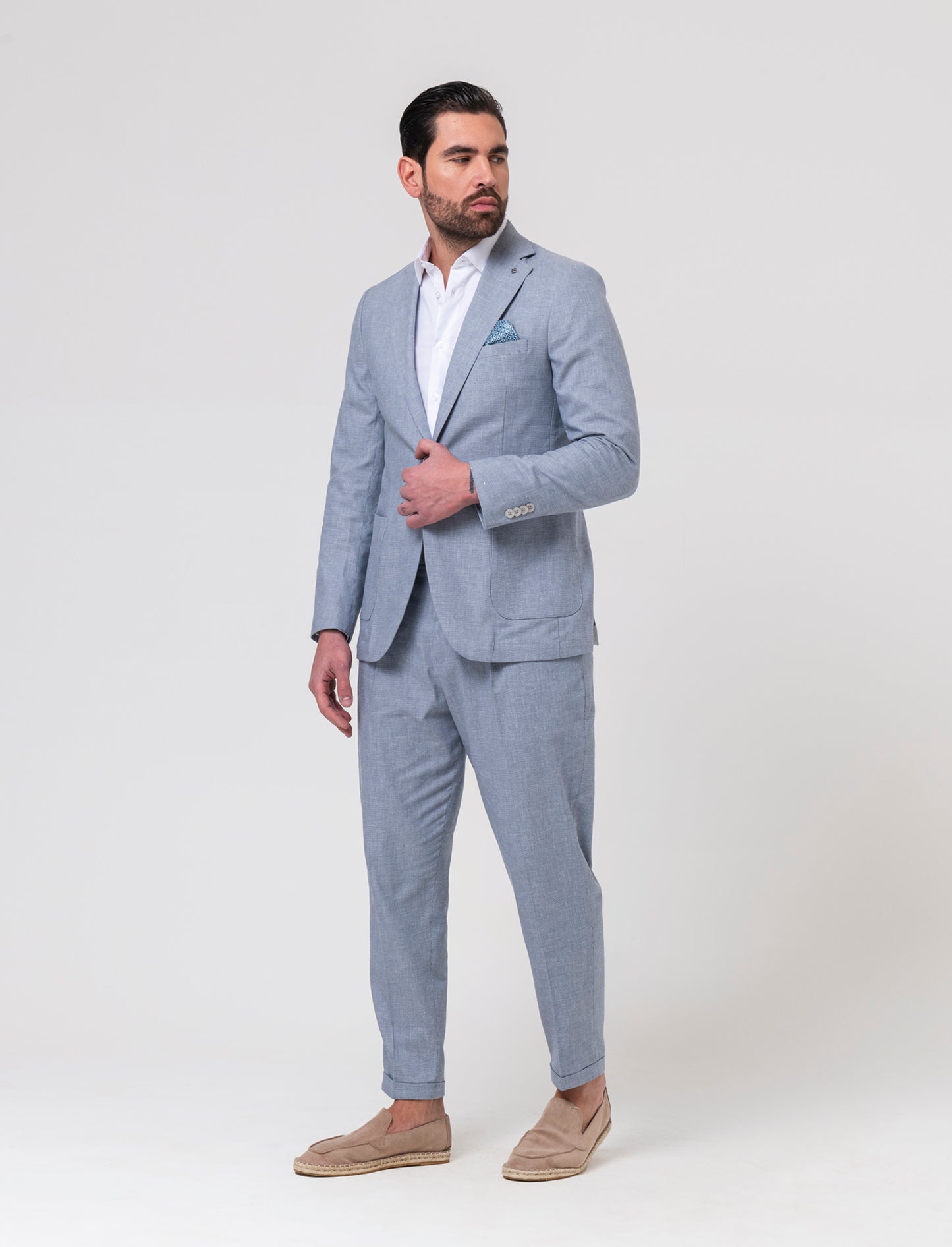Man's linen effect suit blazer - Grey