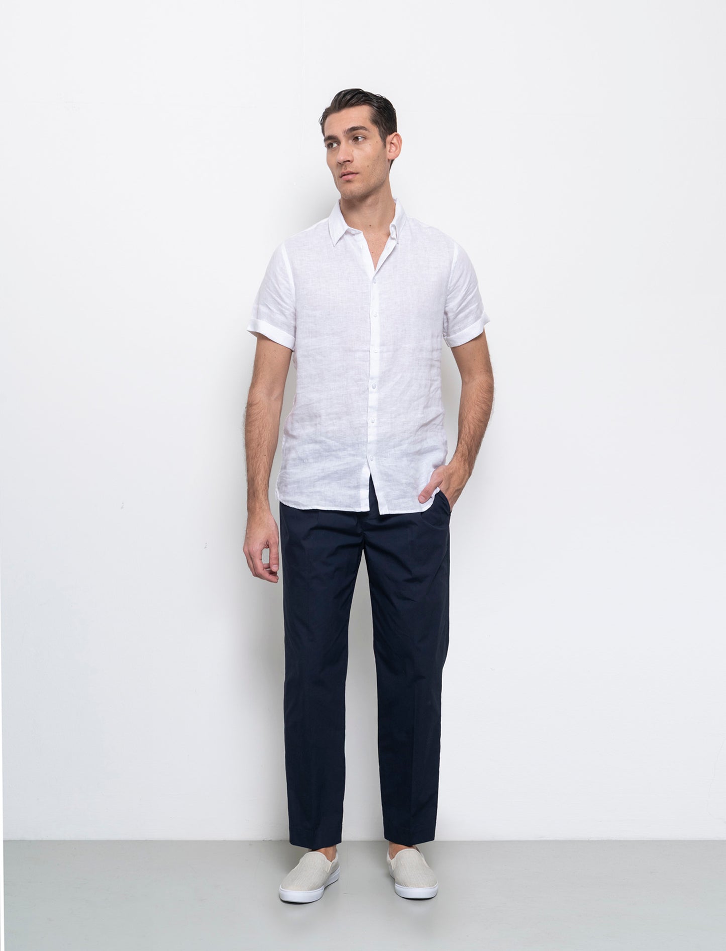 Pantaloni da completo tessuto effetto lino da uomo - Grigio