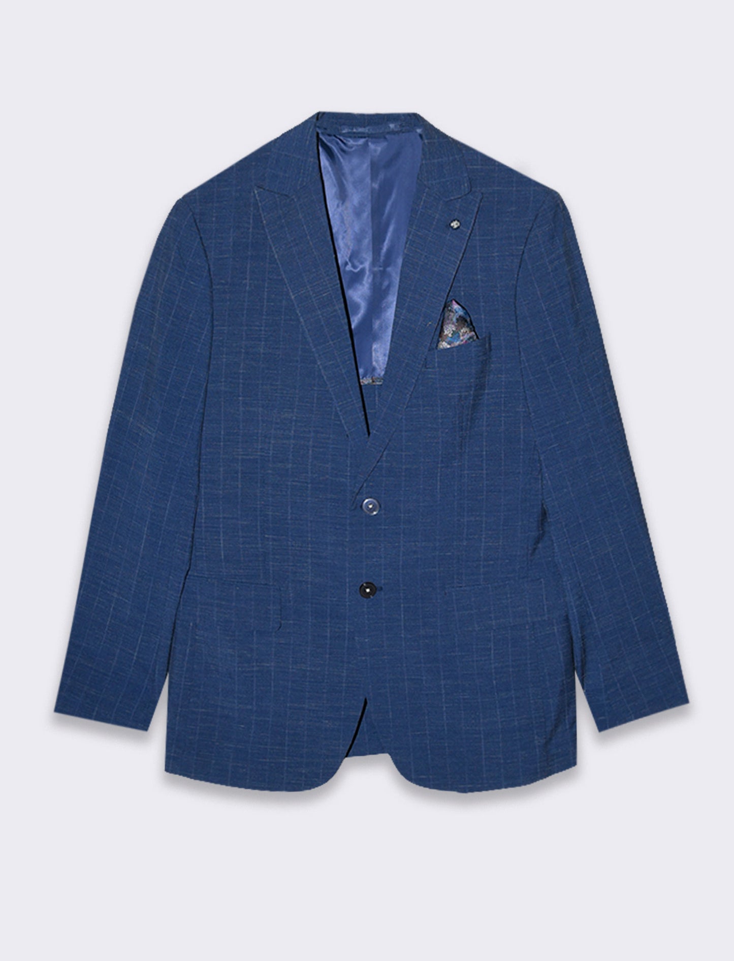 Man's pinstriped slub effect blazer - Blue