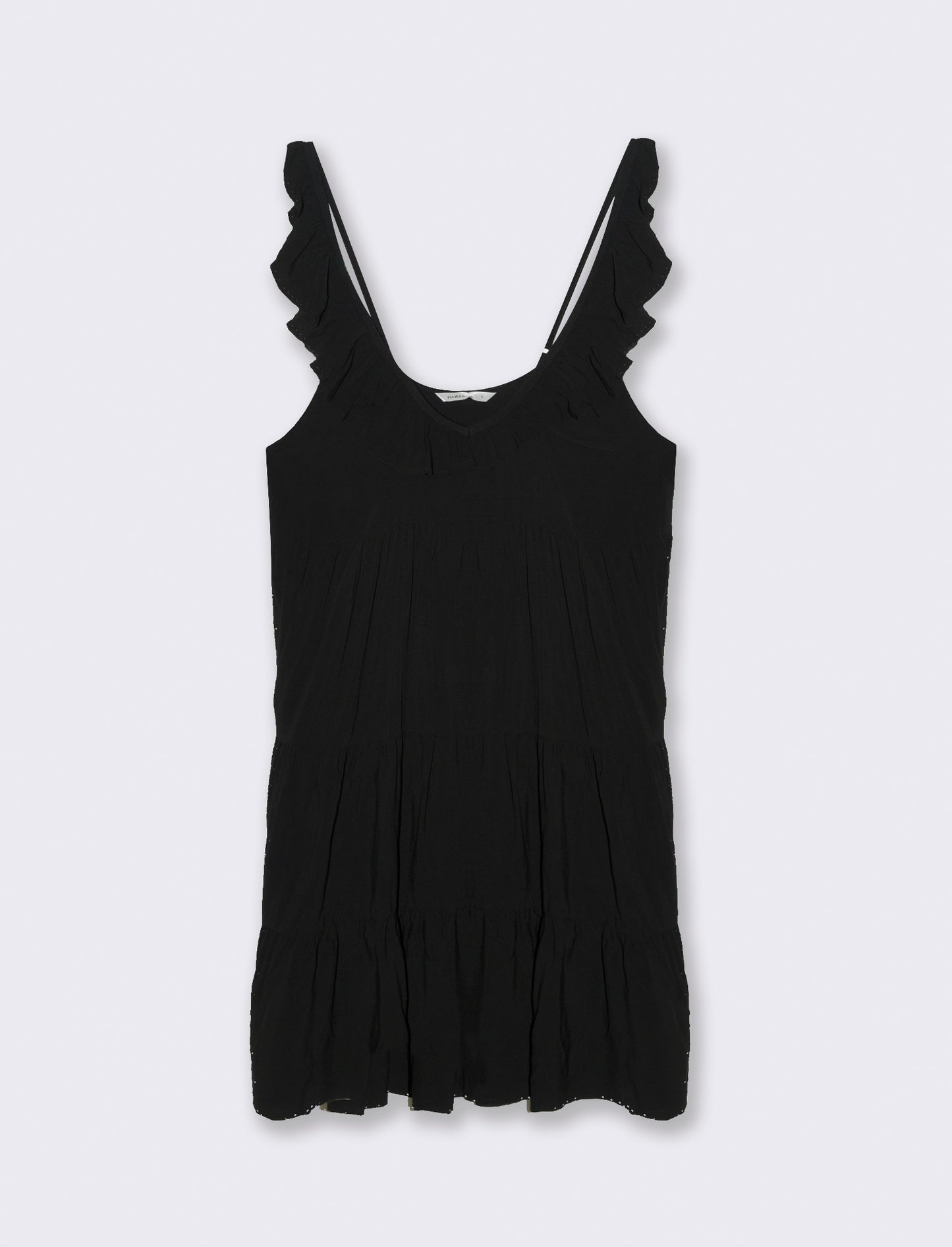 Vestito corto con rouches da donna - Nero
