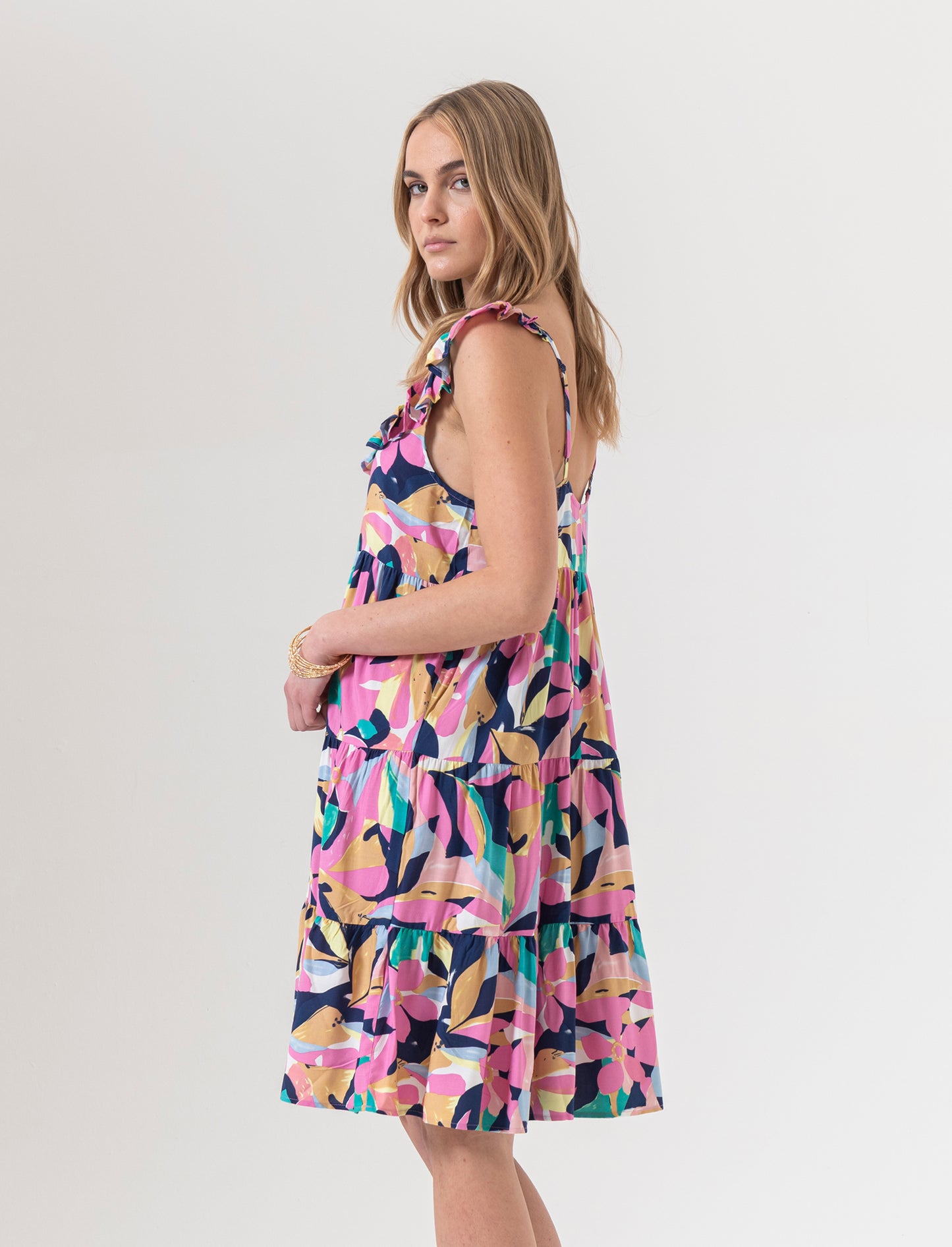Vestito corto con rouches da donna - var 3