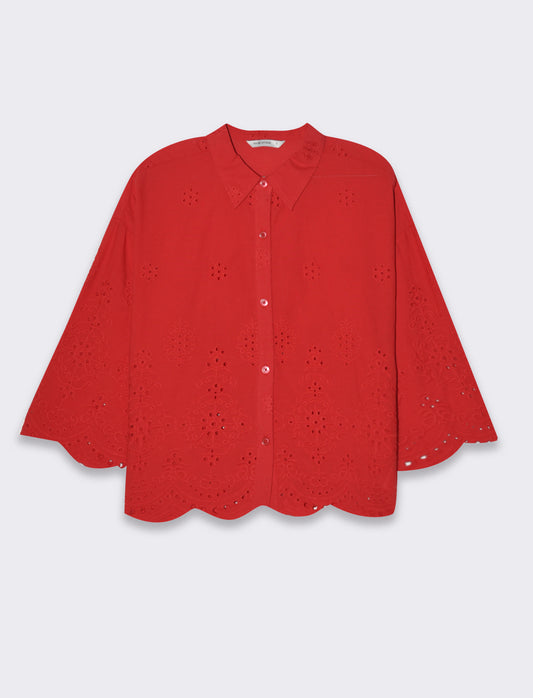 Woman's lace shirt elegance for every occasion - Red