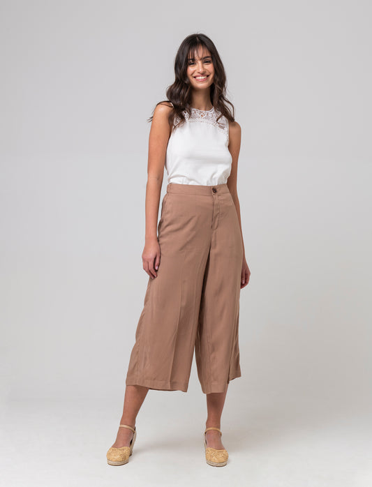 Pantalone coulotte da donna - Caramello