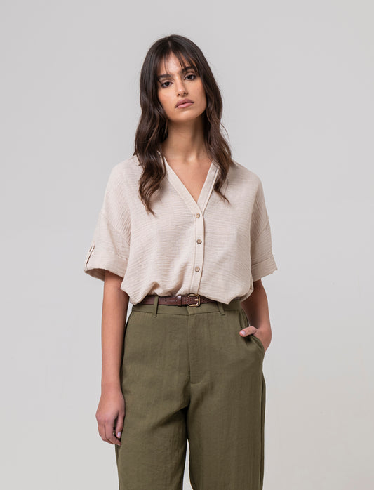 Woman's short sleeve shirt - Brown