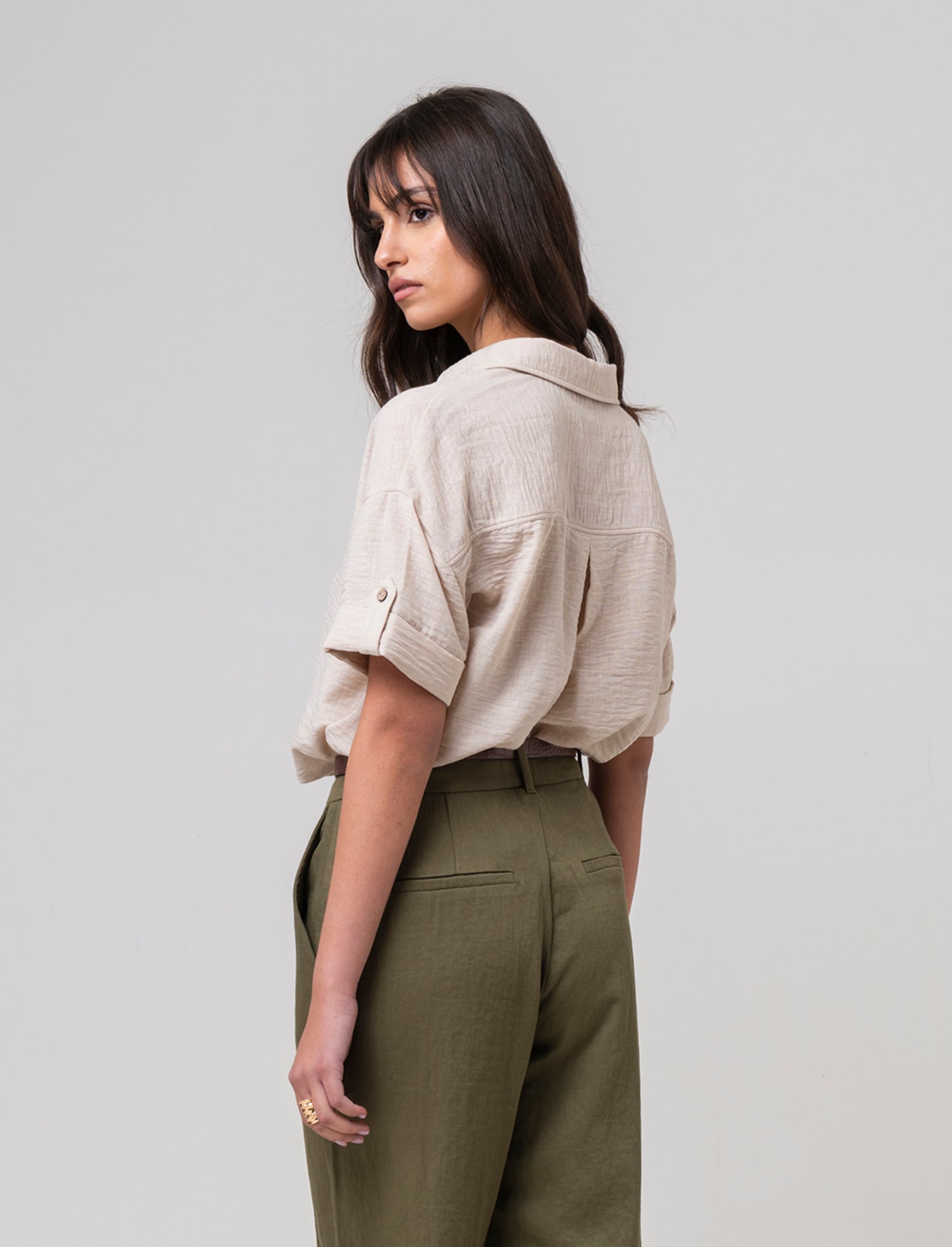 Woman's short sleeve shirt - Brown