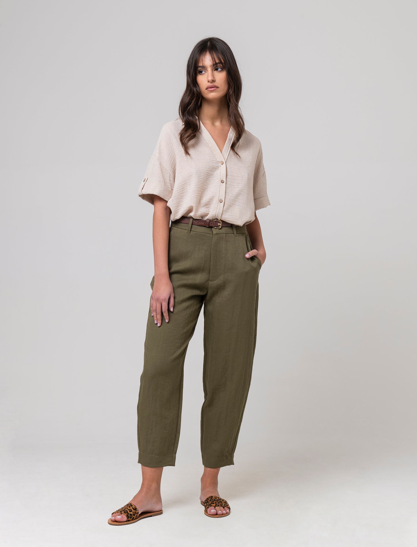 Woman's short sleeve shirt - Brown