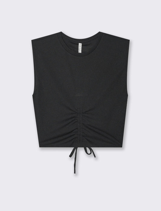Top con coulisse da donna - Nero