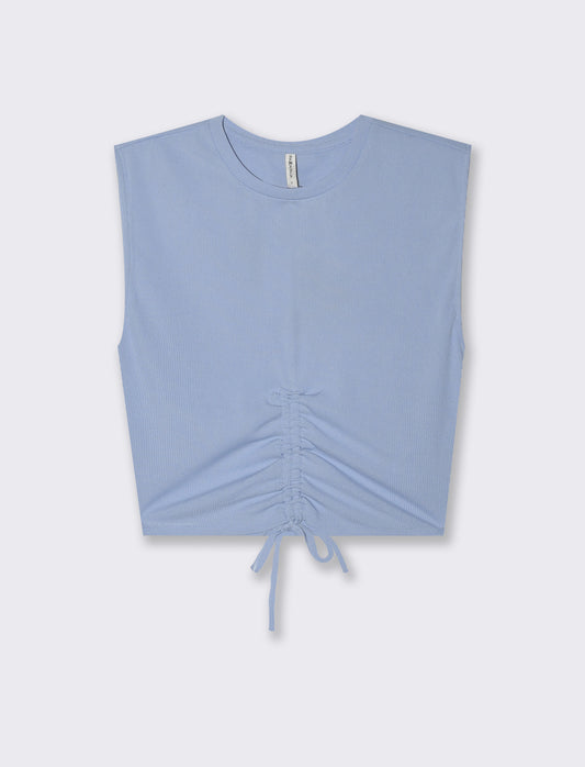 Top con coulisse da donna - Blu chiaro