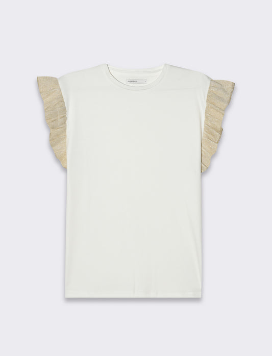 T-shirt con rouches da donna - Bianco