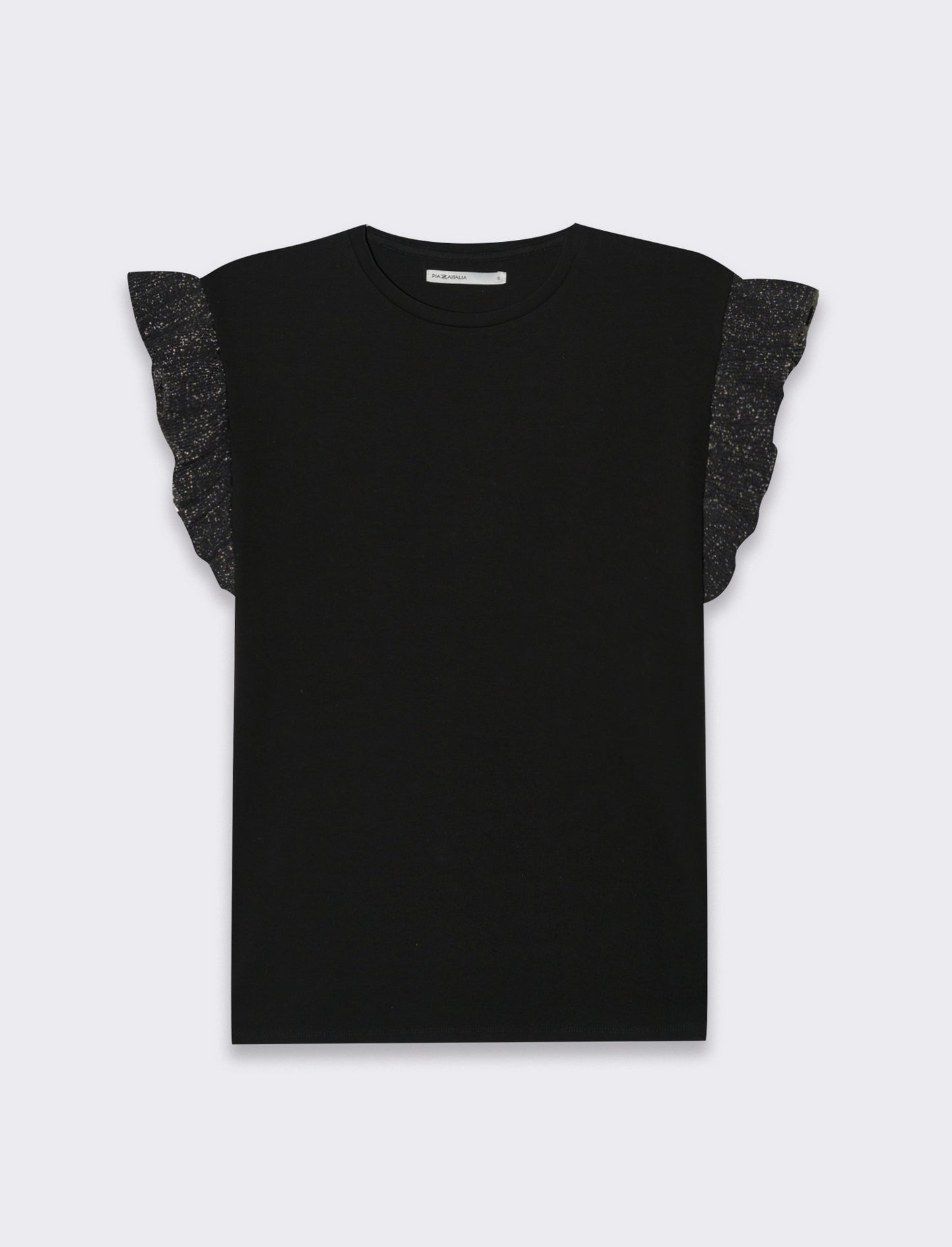 T-shirt con rouches da donna - Nero