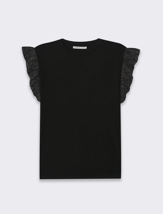 T-shirt con rouches da donna - Nero