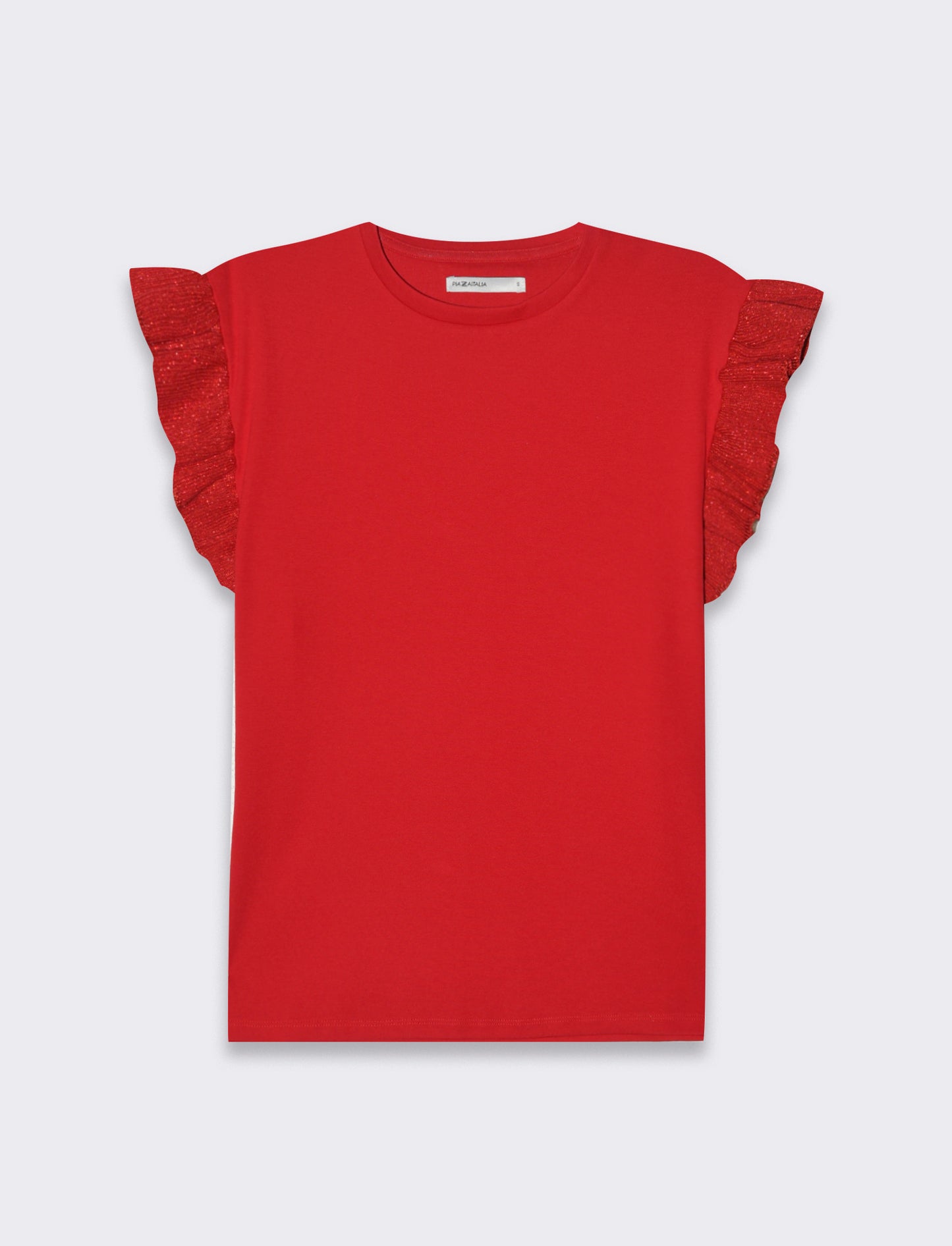 T-shirt con rouches da donna - Rosso scarlatto