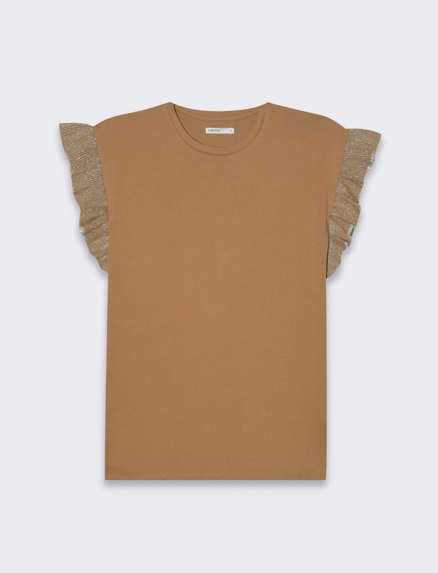 T-shirt con rouches da donna - Caramello