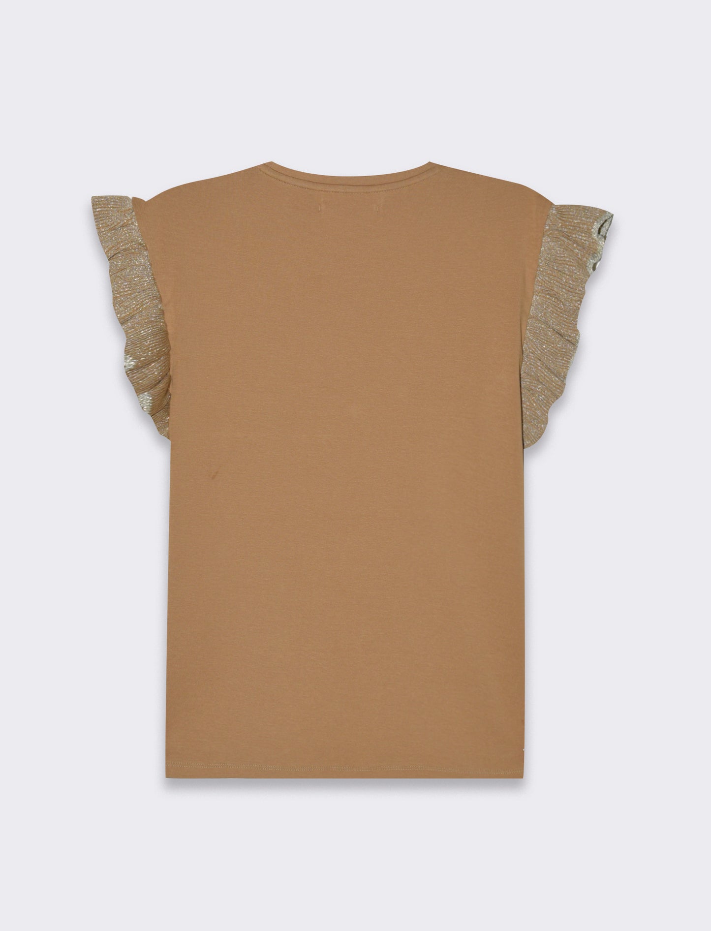 T-shirt con rouches da donna - Caramello